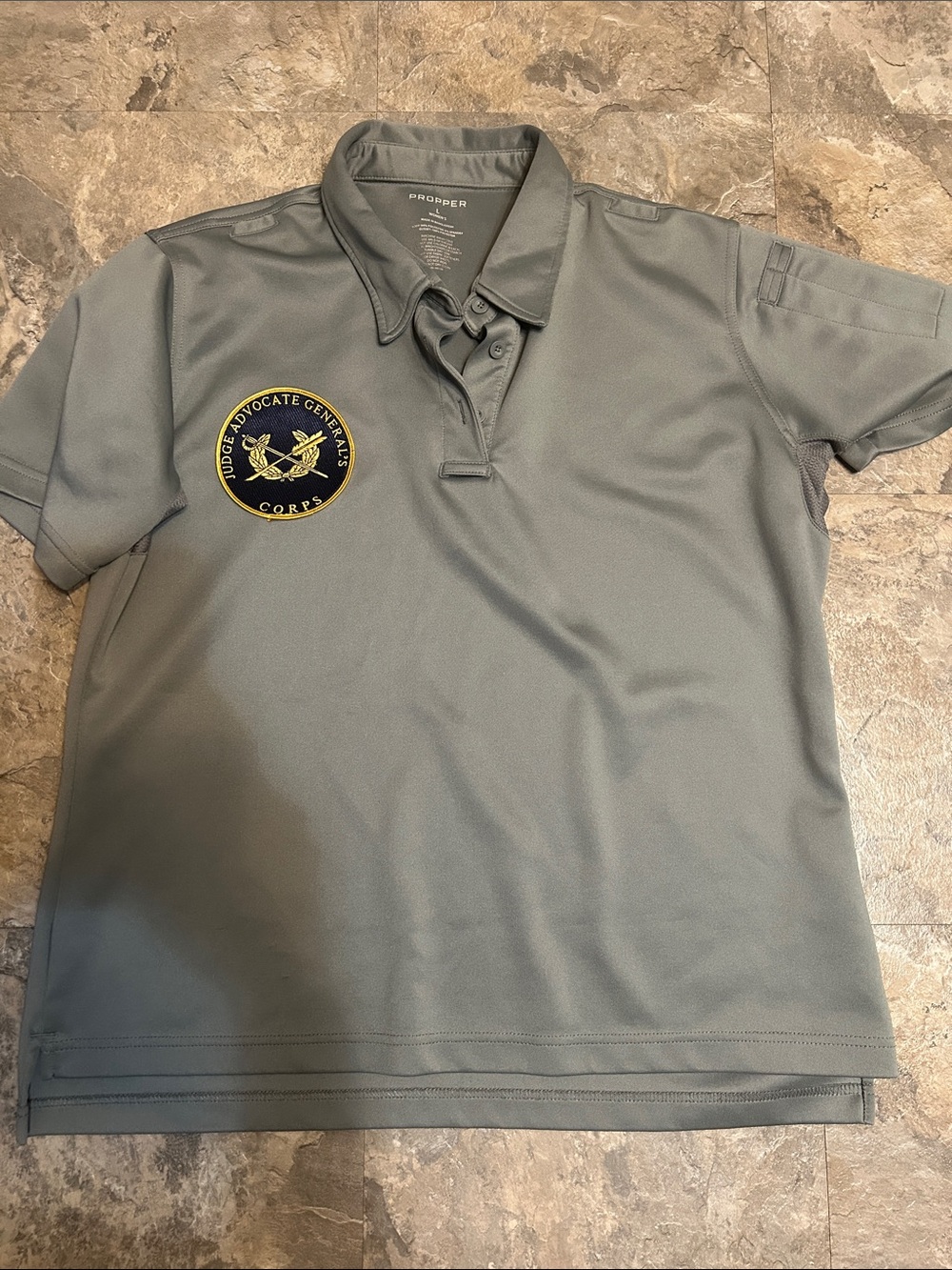 Propper Women's Gray Polo with Embroidered Gold Patch